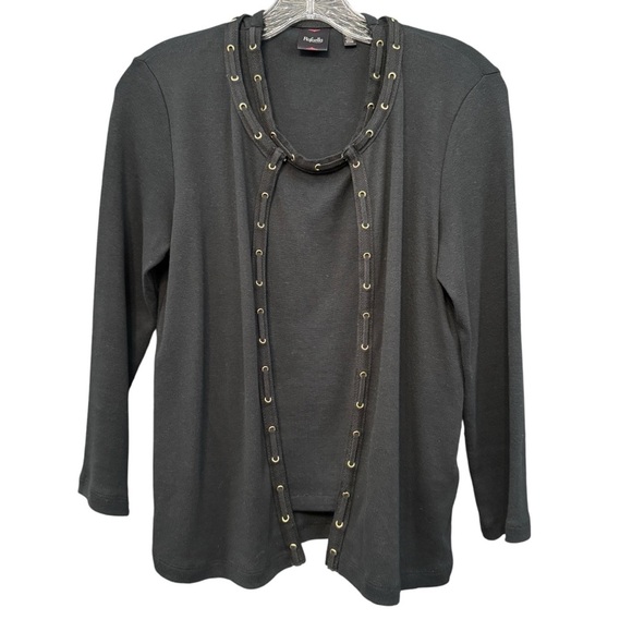 Rafaella Twinset Black Cardigan & Tank Petite XS 100% Cotton - Picture 2 of 7